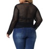 Agnes Orinda Women's Plus Size Knitted V-Neck Ruched Cross Front Hollow Out Long Sleeve Cover Up Tops - image 4 of 4