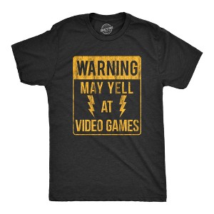 Mens Warning May Yell At Video Games T Shirt Funny Nerdy Rage Quit Novelty Graphic Tee - Crazy Dog Men's T Shirt - 1 of 4
