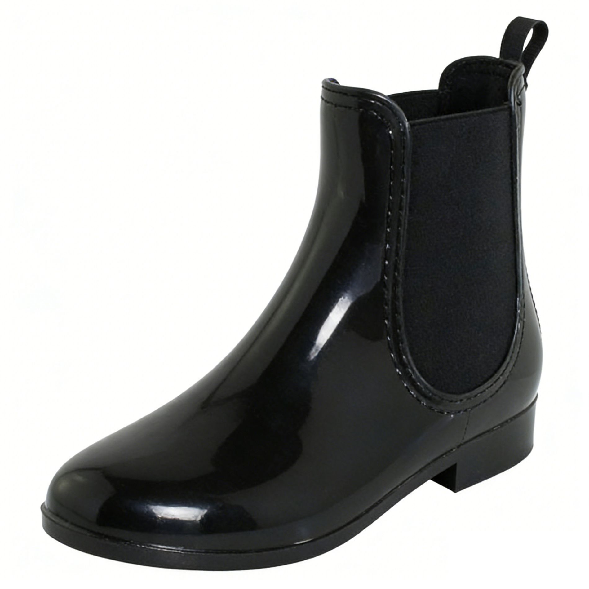 Women's Short Rain Boots Elastic Black Ankle Chelsea Booties