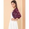INSPIRE CHIC Women's Elegant 3/4 Sleeve Sheer Floral Lace Open Front Crop Shrug - 4 of 4