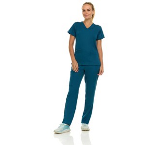 Medichic Women Scrubs Set V-Neck with Straight Leg Pants Medical Scrub Set - 1 of 4