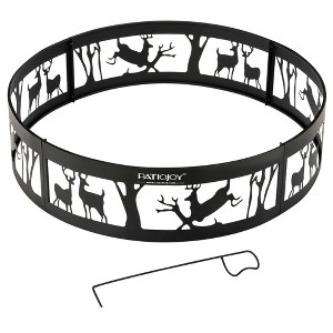 Costway 36'' Metal Fire Pit Ring Deer w/Extra Poker Bonfire Liner for Campfire - 1 of 4