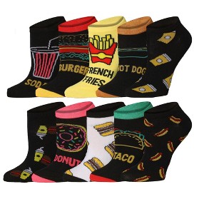 Tipi Toe Womens 10 Pairs Fast Food Fiesta Pattern & Mix Colors For Vibrant Style Low Cut/No Show Socks - 1 of 1