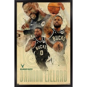 Trends International NBA Milwaukee Bucks - Damian Lillard 24 Framed Wall Poster Prints - 1 of 4