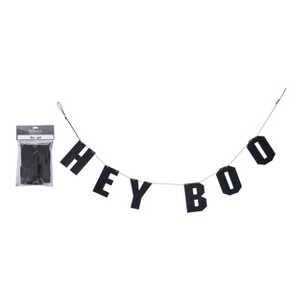 Transpac Fabric 70 in. Black Harvest Hey Boo Banner - 1 of 4