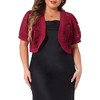Agnes Orinda Women's Plus Size Short Sleeve Sheer Floral Lace Open Front Cropped Cardigans - 2 of 4