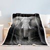 Boersma Elephant Plush Throw Blanket for Kids, Ultra Soft Fleece Blanket, Grey & Black Elephant Design - 2 of 4