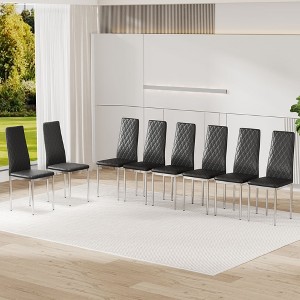 Sapphtopaz Modern Dining Chairs Set with Diamond Quilted High-Back PU Leather Dining Chair with Metal Legs Kitchen Chair for Dining Room - 1 of 4