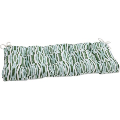 48" x 18" Outdoor/Indoor Blown Bench Cushion Nevis Waves Aloe Green - Pillow Perfect