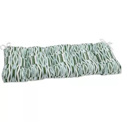 48"x18" Outdoor/Indoor Blown Bench Cushion Nevis Waves Aloe Green - Pillow Perfect