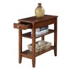 HomeStock Belmont Classic End Table with Faux Marble Top, Storage Drawer, Lower Shelf and Rich Woodgrain Finish for Elegant Decor - 3 of 4