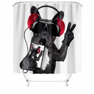 Dog With Headphones Selfie Shower Curtains for Bathroom Waterproof Fabric Bath Curtain Durable Soft Stylish Bathroom Decor 72x72 Inch - 1 of 1