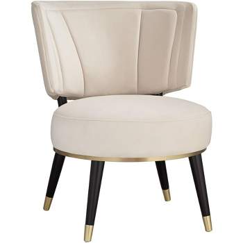 55 Downing Street Arman Luxe Light Creme Fabric Round Chair