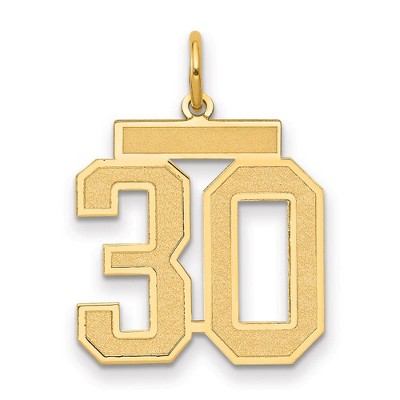 Black Bow Jewelry 14k Yellow Gold, Jersey Collection, Medium Number 30 Pendant