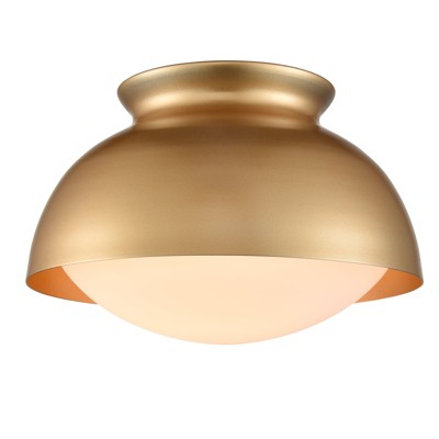 Claxy Gold Ceiling Light Flush Mount Fixture Milky White Glass