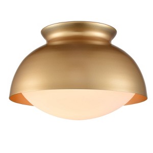 Claxy Gold Ceiling Light Flush Mount Fixture Milky White Glass - 1 of 4