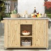 Outdoor Kitchen Island Cart with Foldable Stainless Steel Top, Spice Racks, Storage Shelves, Towel Bars and Locking Wheels for Patio-The Pop Home - 2 of 4