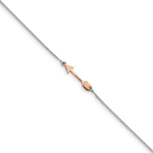 Black Bow Jewelry Sterling Silver, Rose-Tone Arrow And 1mm Curb Chain Anklet, 9-10 Inch - 1 of 3
