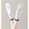 Anna-Kaci Women's 3-Pack Ankle Socks with Rubber Grips and Striped Ribbed Cuffs Soft Non-Slip Sporty Style - 2 of 2