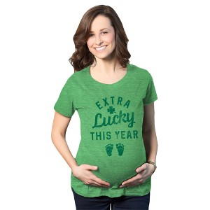 Maternity Extra Lucky This Year T Shirt Funny St Patricks Day Parade Novelty Pregnancy Tee - Crazy Dog Maternity T Shirt - 1 of 4