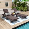 WestinTrends Ashore 2pcs Modern Poly Reclining Chaise Lounge With Wheels plus 1pc side table - 2 of 4