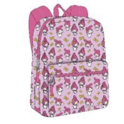 My Melody All Over Nylon Pink Kids School Backpack 16" School Bookbag for Girls