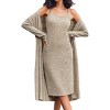 Ekouaer Womens Knit Robe Set 2 Piece Nightgown with Robes Long Sleeves Lounge Sets with Pockets - 4 of 4