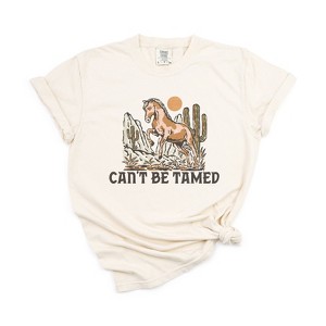 Simply Sage Market Women's Can't Be Tamed Horse Short Sleeve Garment Dyed Tee - 1 of 2