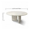 27.6" Natural Marble Coffee Table,Round Small Table with Unique Stone Veining,Genuine Marble Living Room Accent Table-Cuddlewood - 4 of 4