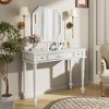 JUJABU Retro White Vanity Desk with Large Mirror and 3 Storage Drawers for Bedroom, Living Room or Entryway - 3 of 4