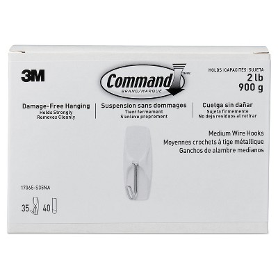 Command General Purpose Hooks Metal White 2 lb Cap 35 Hooks and 40 Strips/Pack 17065S35NA