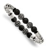 Chisel Stainless Steel Antiqued and Polished with 8mm Lava Stone BeadedStretch Bracelet - 2 of 4