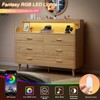 WOWLIVE 6 Drawer Dresser with 2-Tier Open Shelf, Wooden Dresser with Power Outlet & LED Lights, Chest of Drawers Dresser for Bedroom - 4 of 4