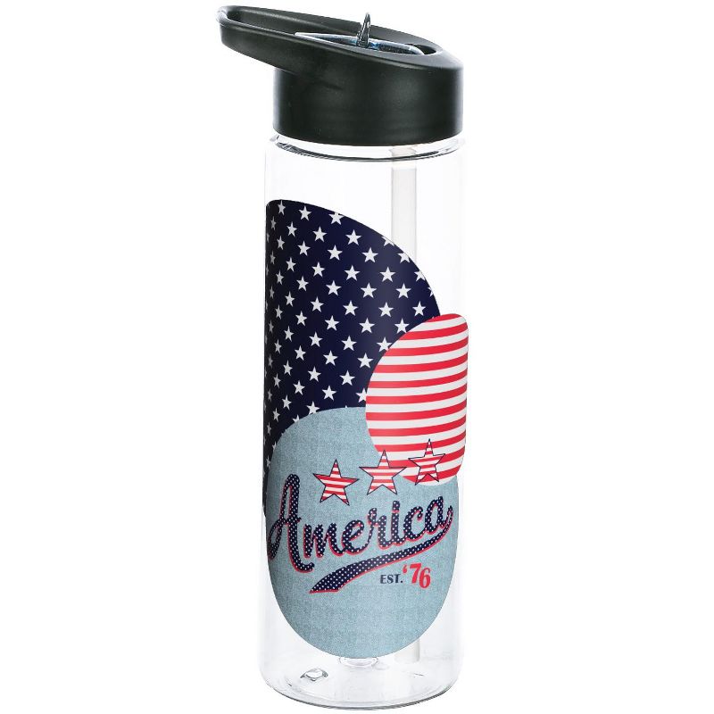 American Flag Elements Circular Collage 24oz Water Bottle, 1 of 3