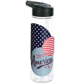 American Flag Elements Circular Collage 24oz Water Bottle