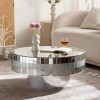 Modern Round Coffee Table with Glass Top and Mirrored Finish, Luxury Center Table for Living Room or Apartment – The Pop Home - 3 of 4