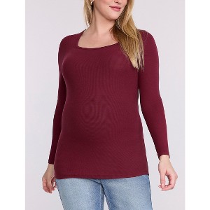Women's Square Neck Rib Knit Long Sleeve Tee | Motherhood Maternity - 1 of 4
