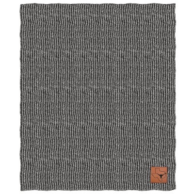 NCAA Texas Longhorns Two- Tone Sweater Knit Throw Blanket with Faux Leather Logo Patch