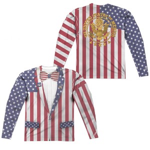 Men's Liberty Suit (Front Back Print) Long Sleeve Costume T-Shirt - 1 of 4