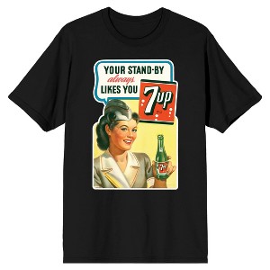 7UP Your Stand-By Always Likes You Black Short Sleeve Adult T-Shirt - 1 of 4