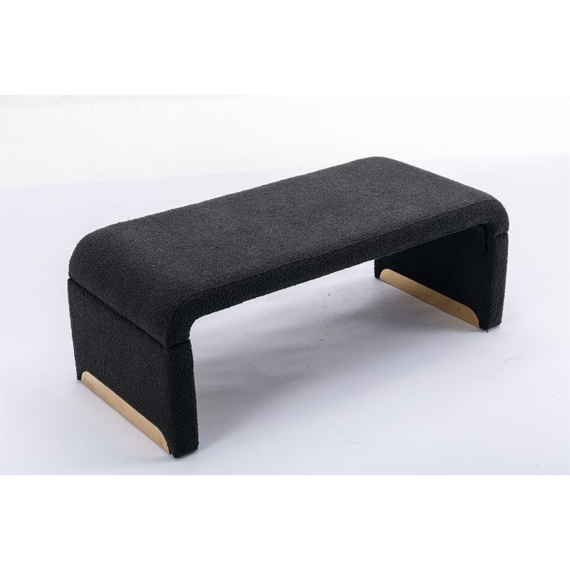 Lily 43.31" Boucle Fabric Upholstered Waterfall Bench With Gold Metal Legs-Maison Boucle, 4 of 9