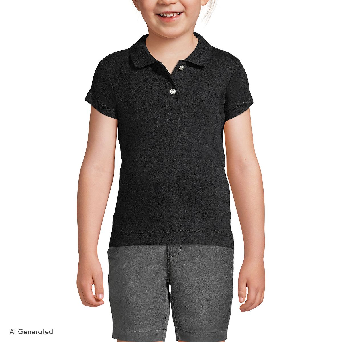 Lands' End School Uniform Kids Short Sleeve Feminine Fit Interlock Polo Shirt