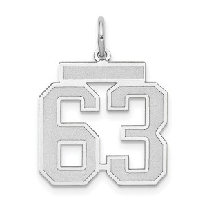 Black Bow Jewelry 14k White Gold, Jersey Collection, Medium Number 63 Pendant - 1 of 4