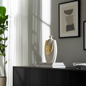 Modern Metal Vase - Aluminum Accent with Metallic Finish for Home, Office, Bedroom & Living Room - Stylish Contemporary Flower Holder - 23" Gold - 1 of 4