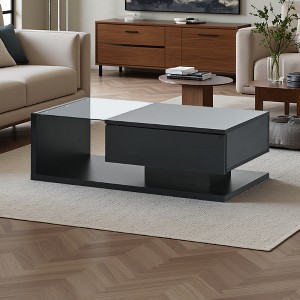 Modern 2-Tier Coffee Table with Glass Top - 1 of 4