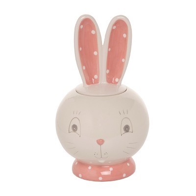 Transpac Dolomite 10" White Easter Bunny Ears Cookie Jar