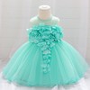 MyKids-USA Baby Girl Petal Patched Design Sleeveless Full Moon Christening Mesh Dress - 3 of 4