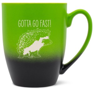 100 North Hedgehog Design 10 Ounce Green and Black Two Toned Ombre, Comfortably Fits Your Hands, Ceramic Tea Coffee Cup Mug, Gotta Go Fast! - 1 of 1