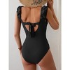 Eomenie One Piece Swimsuit for Women Puffy Sleeves Tummy Control Bathing Suit Tie Back Swimwear - 3 of 3