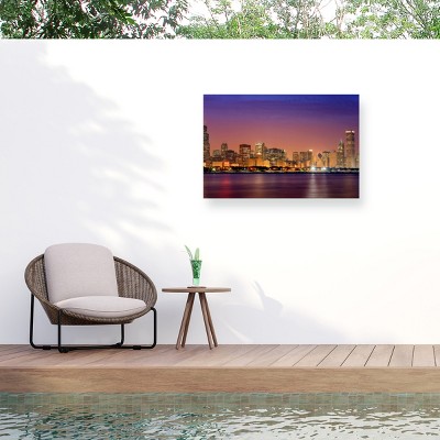Trademark Fine Art - Mike Jones Photo Chicago Dusk full skyline Matted Framed Art